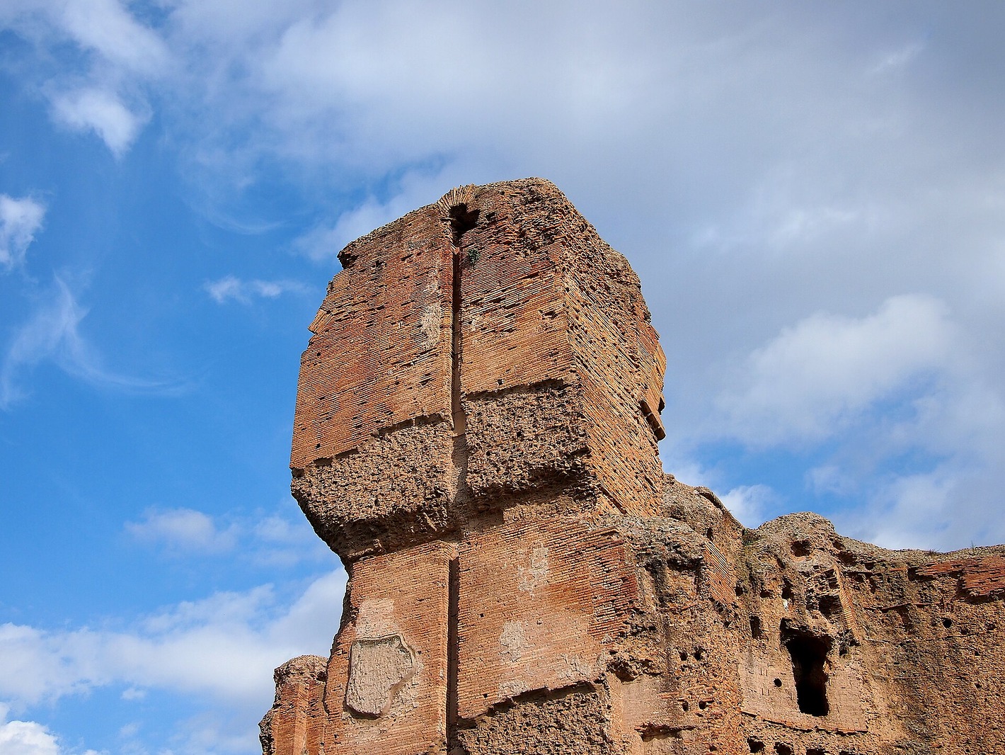 Ruined brick walls of the Baths of Caracalla in Rome